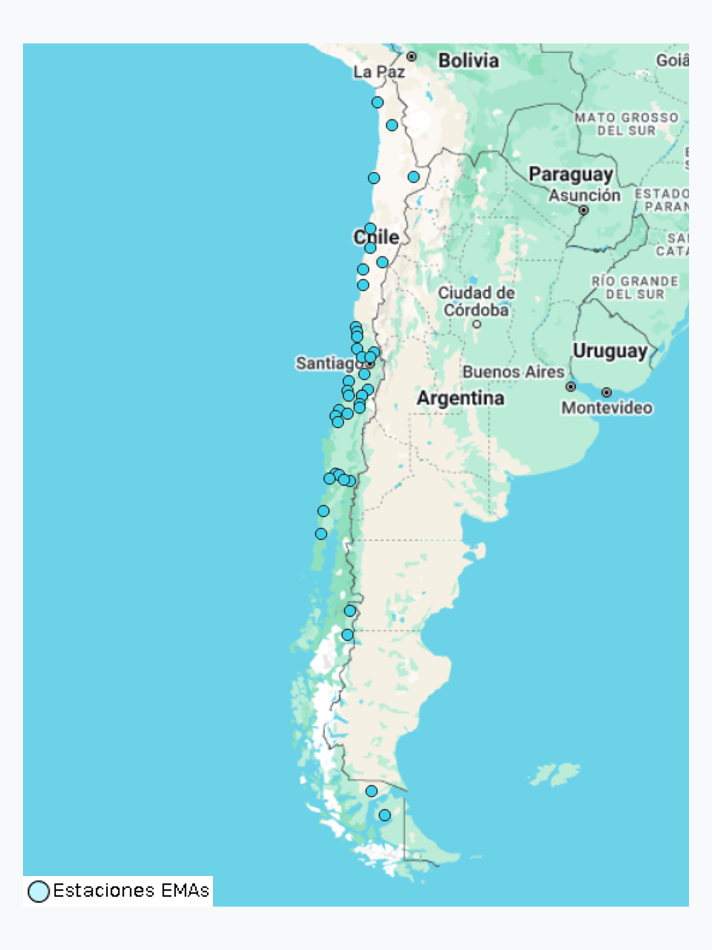 Localización de Estaciones Meteorológicas Automáticas, Emas de la Red Agroclimática Nacional, RAN instaladas durante el año 2017